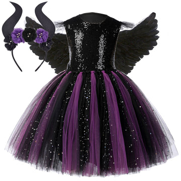 Black and purple witch dress with wings